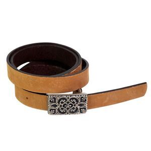 Massimo Dutti BROWN REAL LEATHER SKINNY 3/4"Wd CASUAL DRESS BELT Sz 75-80 (C76